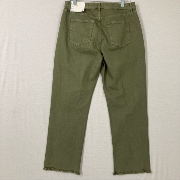 New LOFT Green High Rise The Straight Crop Frayed Hem Jeans size 10/30 - Picture 11 of 11